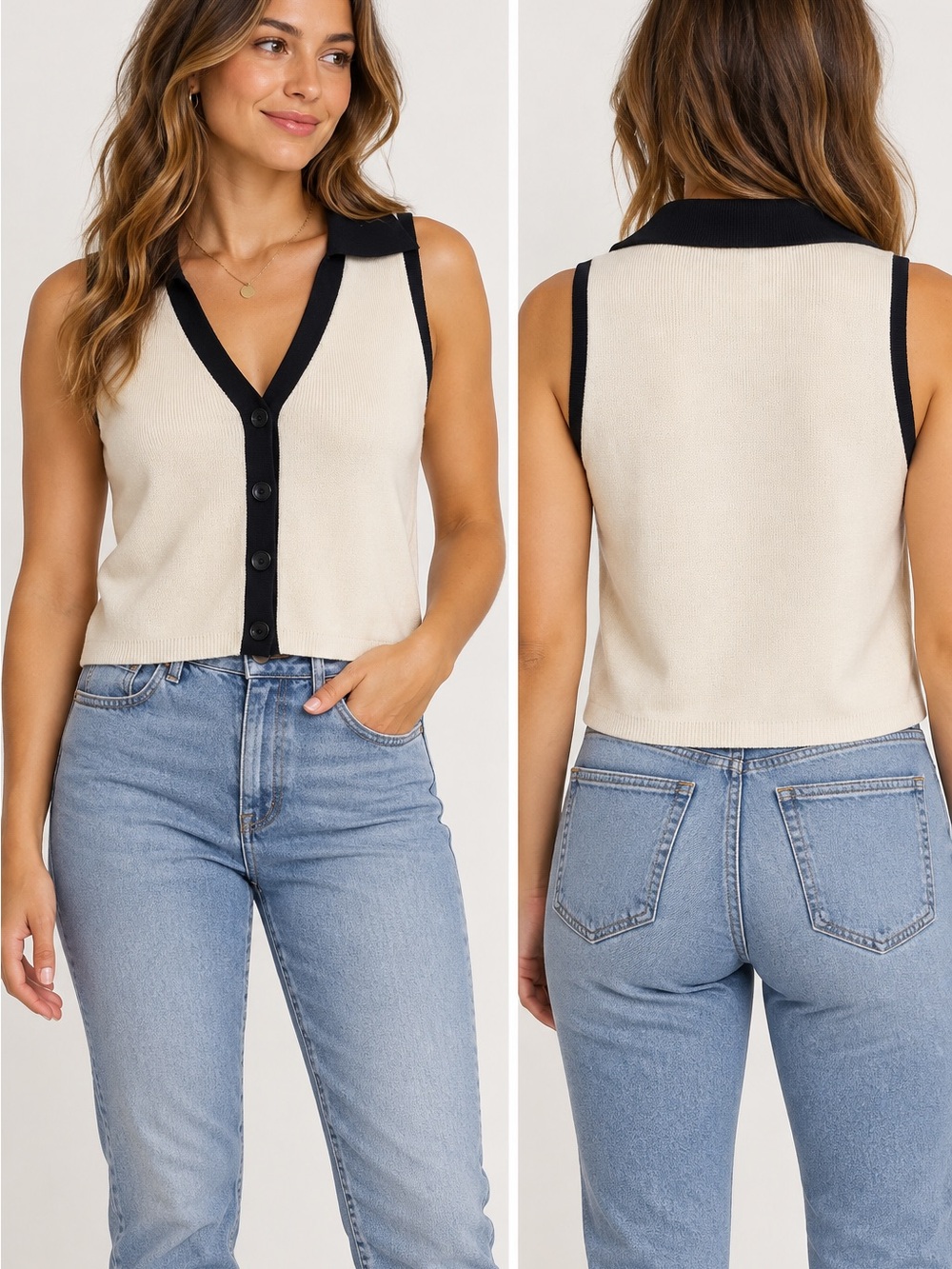 Willow & Wind Colorblock Knit Sweater Vest – Size L – NWT
